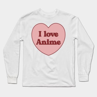 I love anime heart aesthetic dollette coquette pink red Long Sleeve T-Shirt